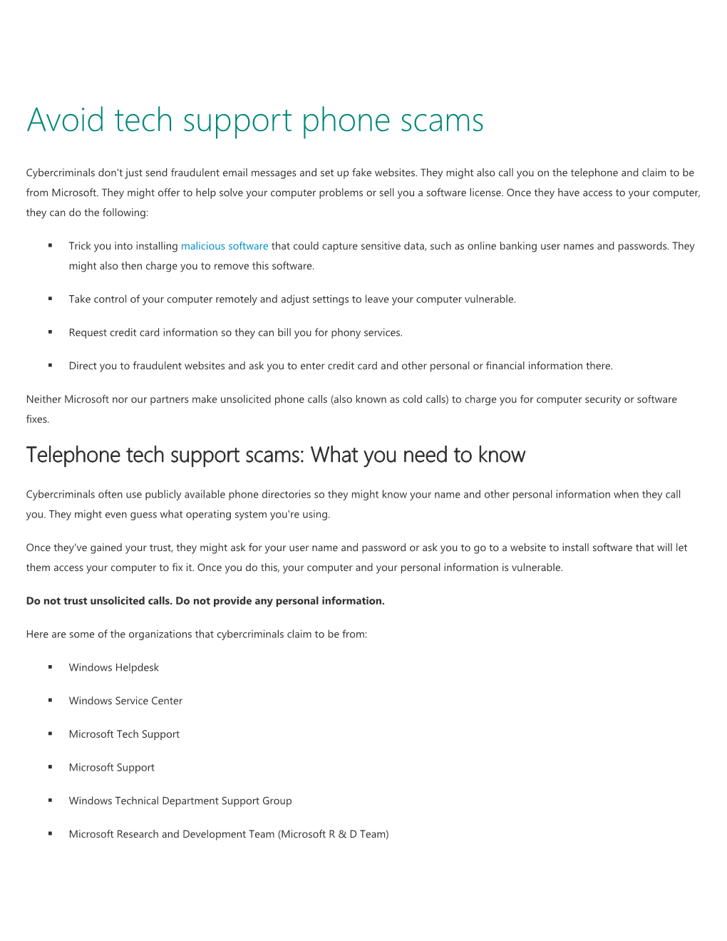 Avoid Tech Support Phone Scams
