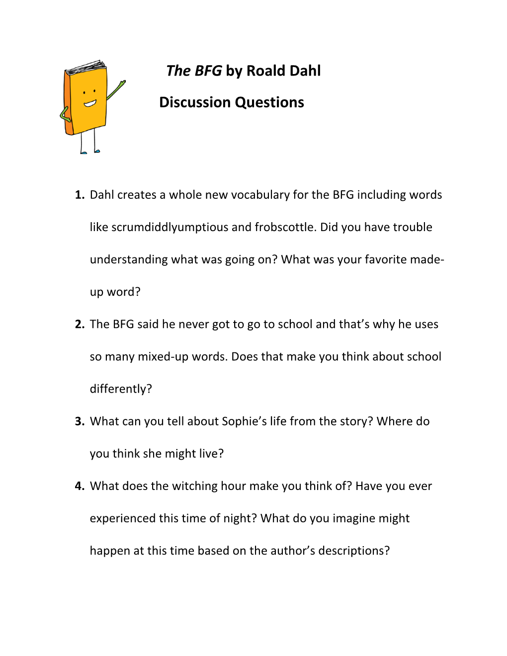 The BFG by Roald Dahl Discussion Questions