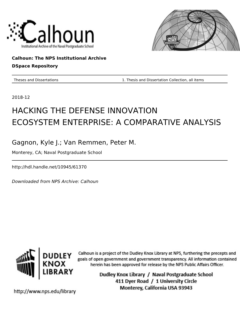 Hacking the Defense Innovation Ecosystem Enterprise: a Comparative Analysis