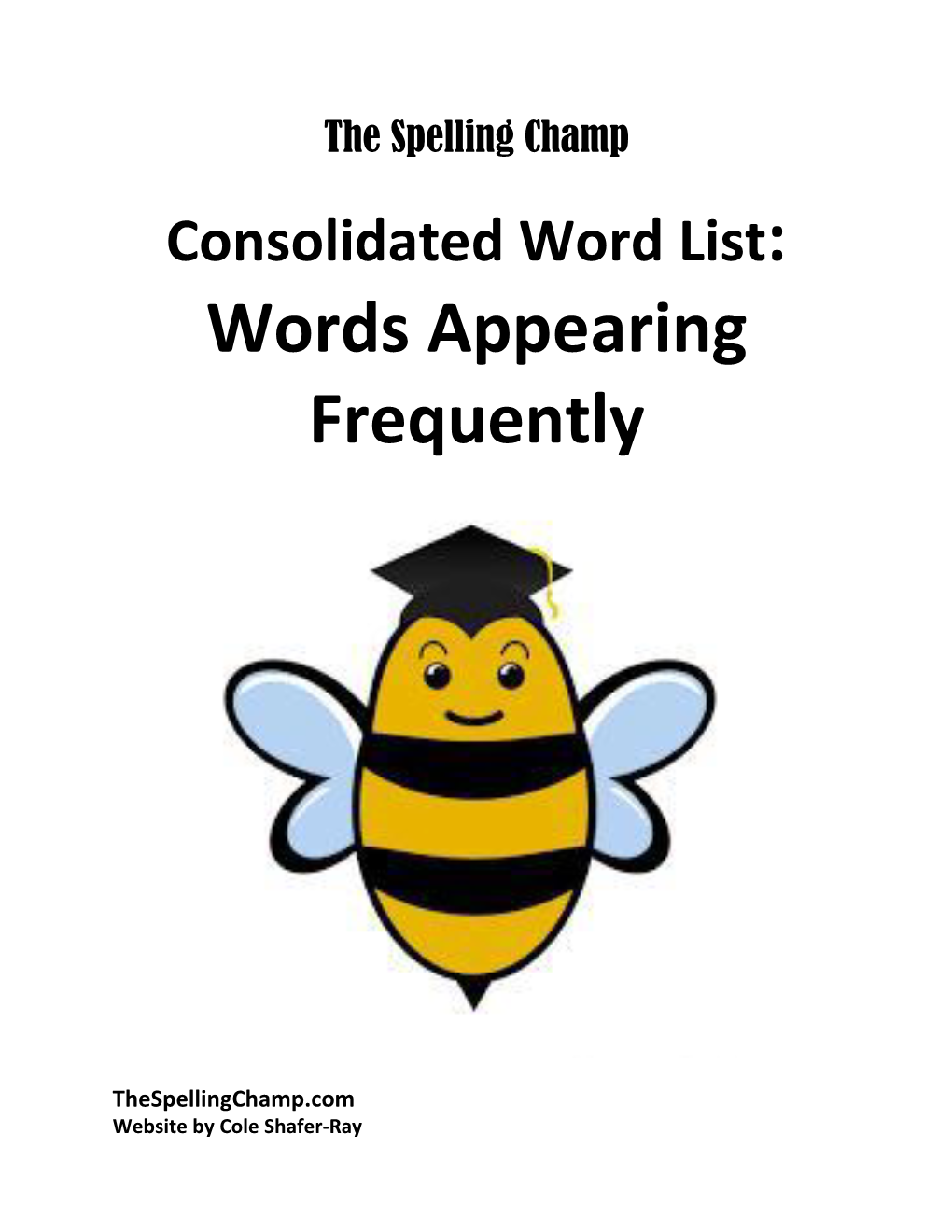 Consolidated Word List Words Appearing Frequently