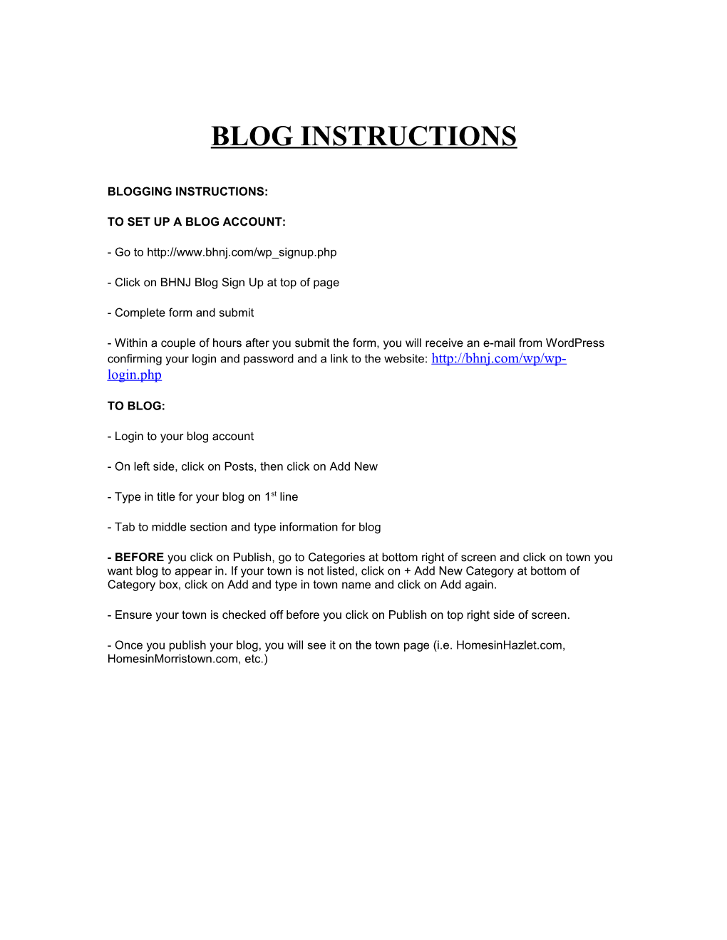 Blog Instructions