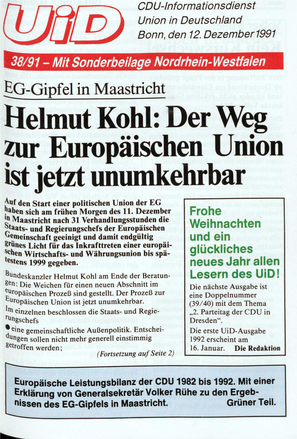 UID 1991 Nr. 38, Union in Deutschland