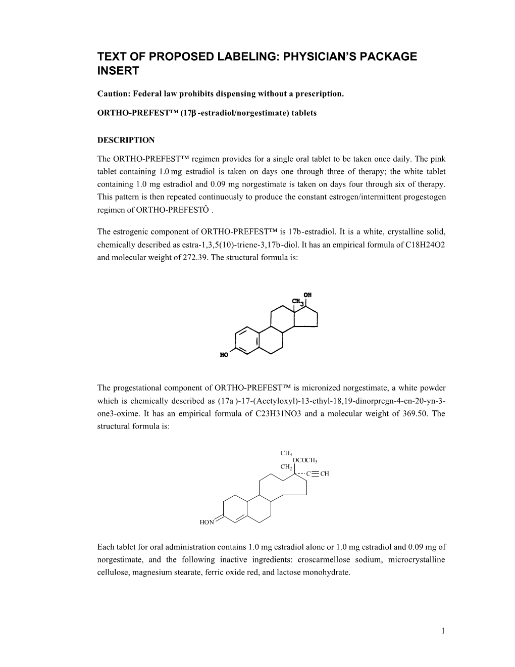 Labeling: Physician’S Package Insert