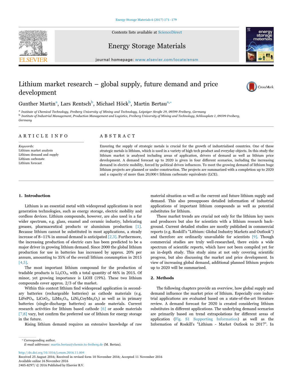 Global Supply, Future Demand and Price Development