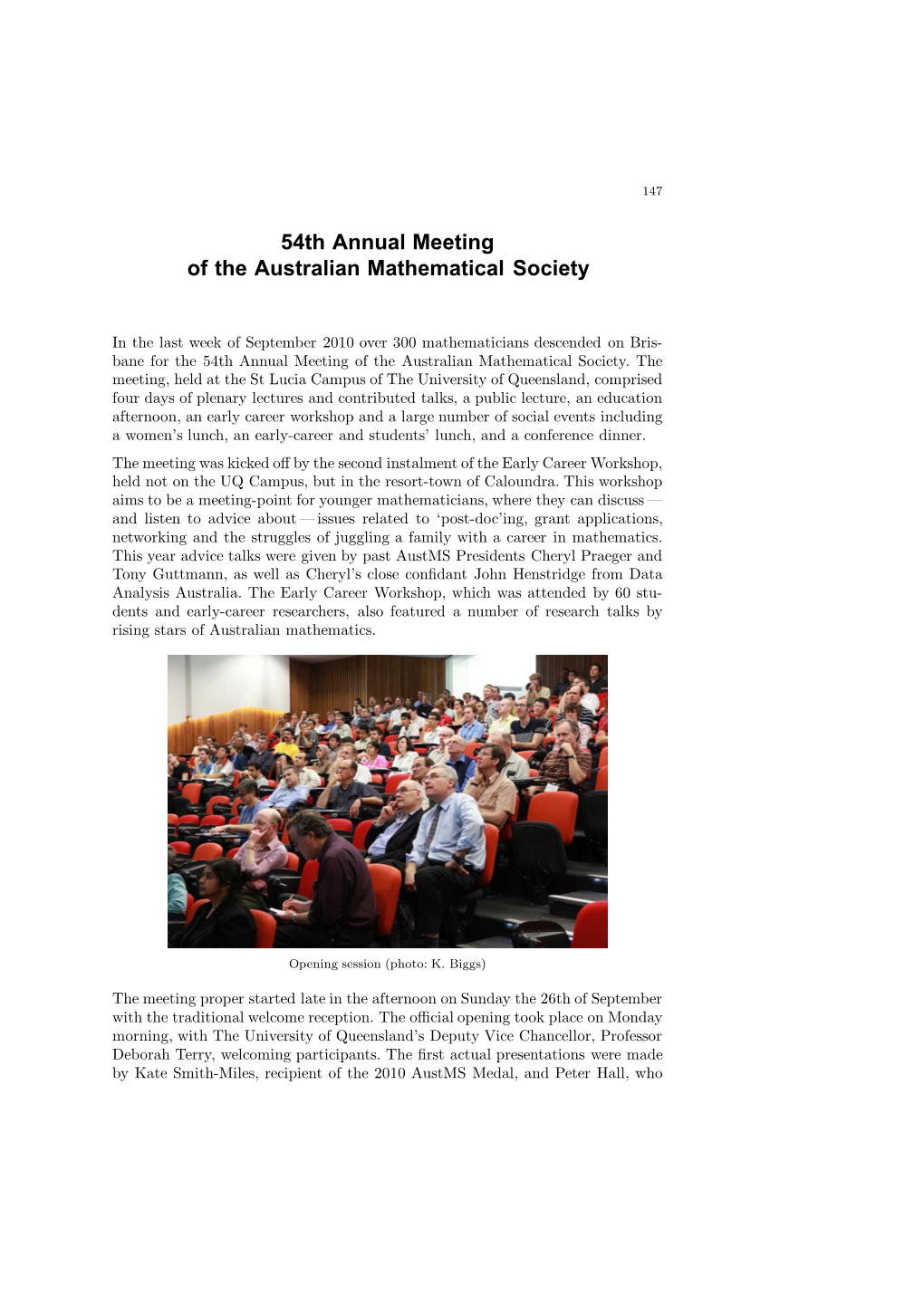 54Th Annual Meeting of the Australian Mathematical Society