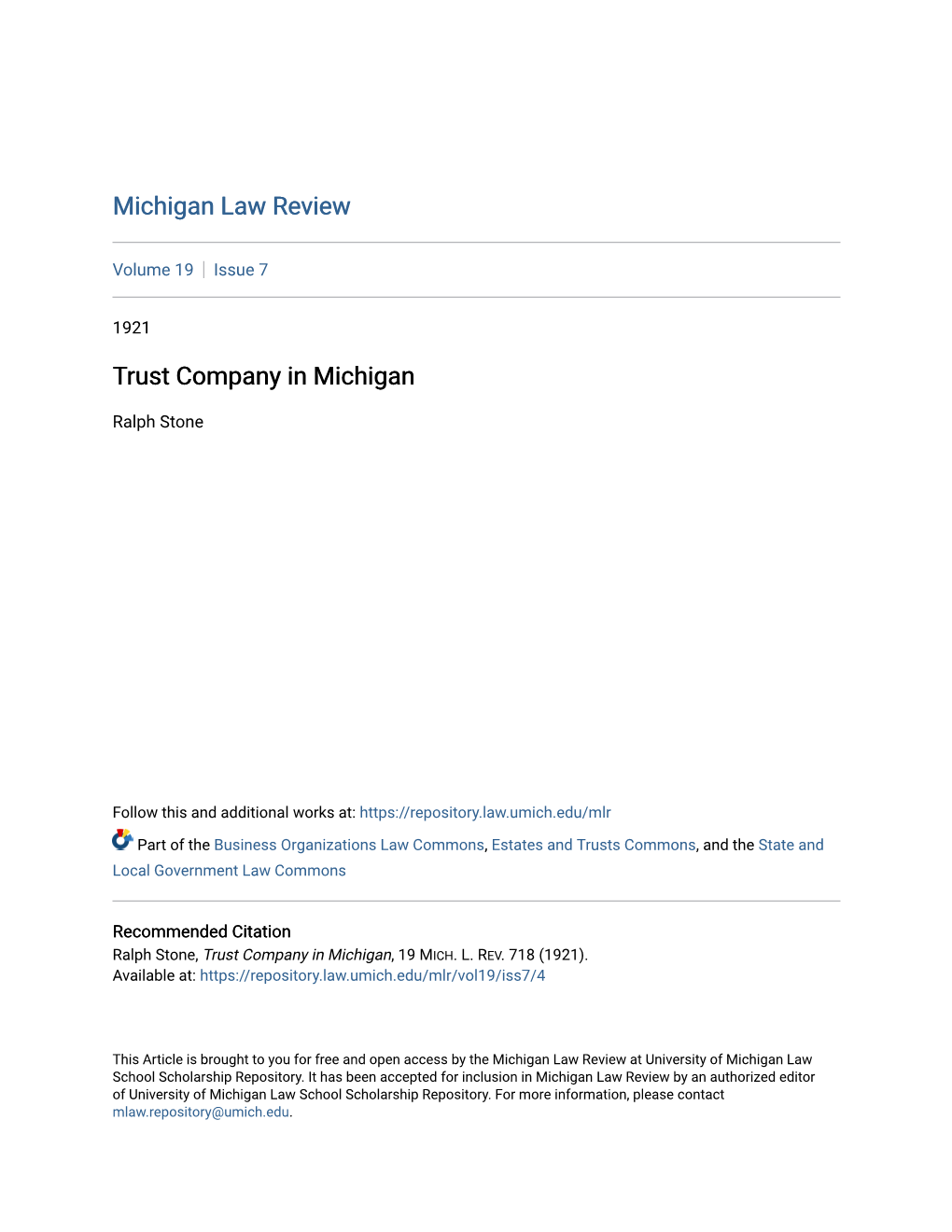 Trust Company in Michigan