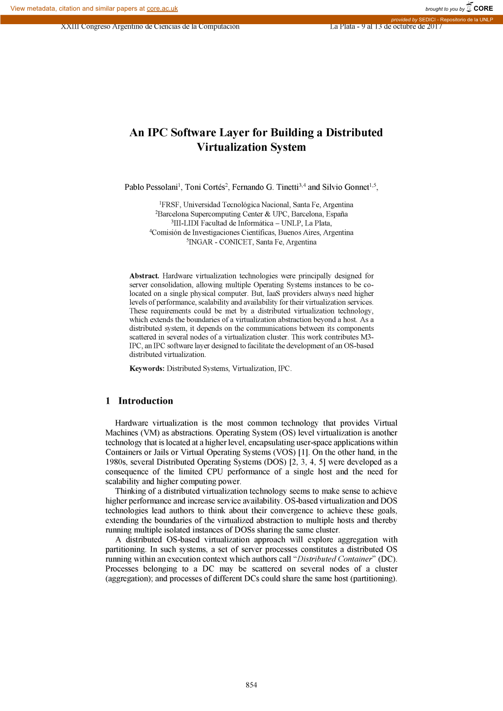 An IPC Software Layer for Building a Distributed Virtualization System