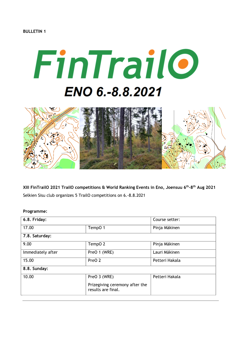 BULLETIN 1 XIII Fintrailo 2021 Trailo Competitions & World Ranking