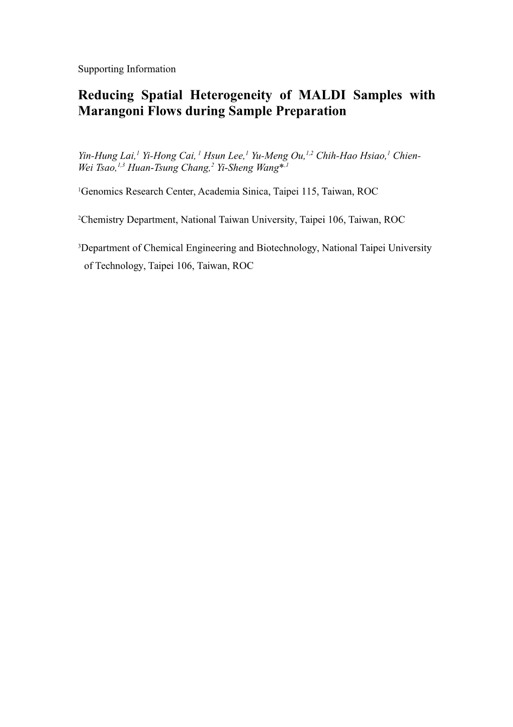 Reducing Spatial Heterogeneity of MALDI Samples with Marangoni Flows During Sample Preparation