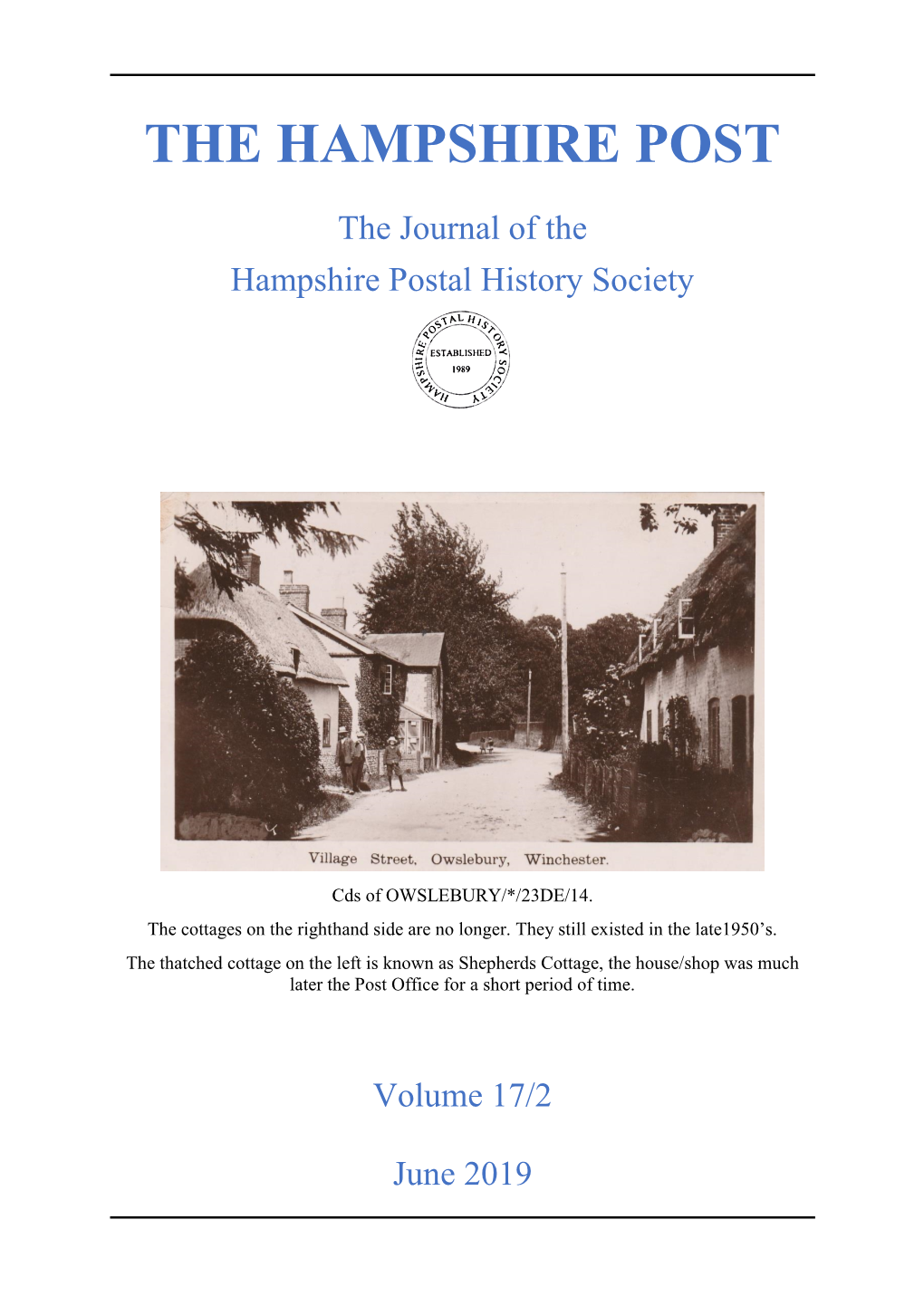 The Journal of the Hampshire Postal History Society Volume 17/2 June