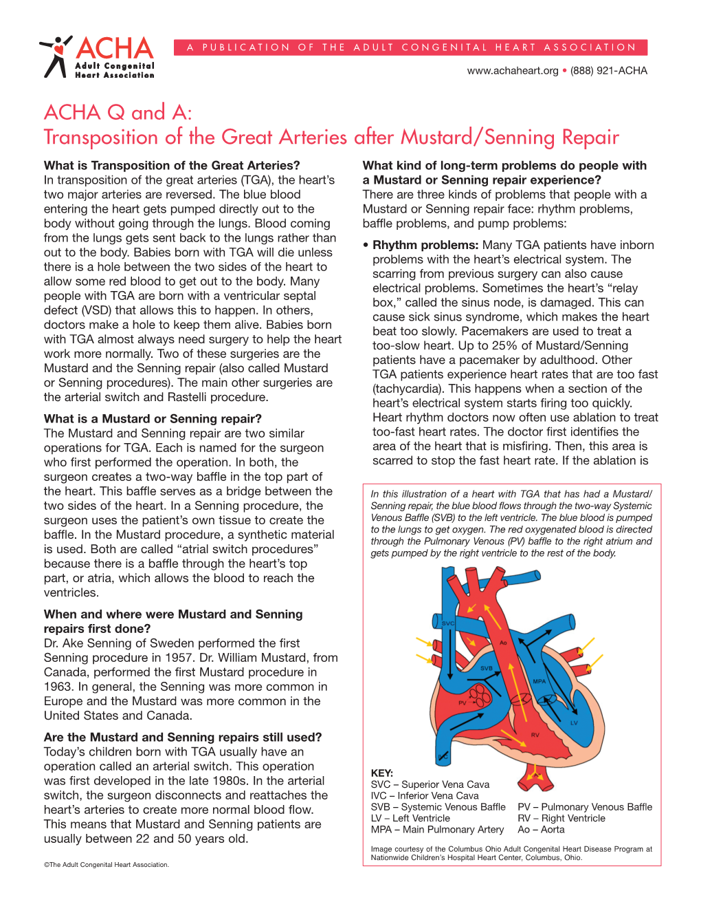 TGA Mustard Or Senning Repair, the Weaker Right Ventricle Experience New Problems with Heart Failure And/Or Pumps the Blood to the Body