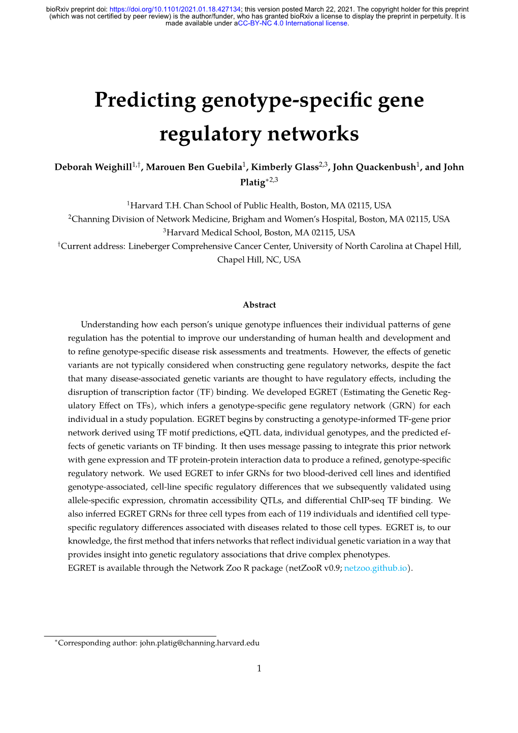 Predicting Genotype-Specific Gene Regulatory Networks