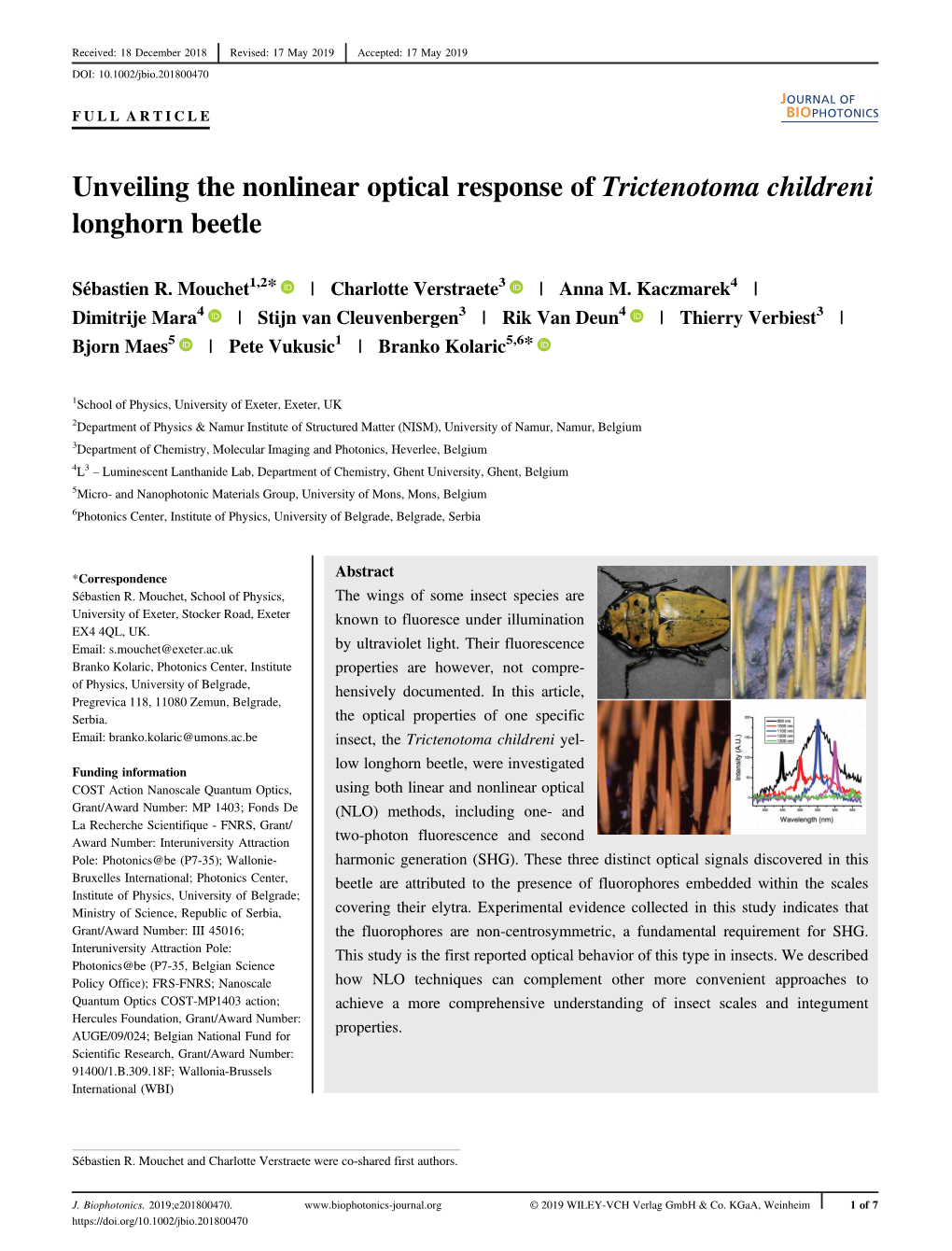 Unveiling the Nonlinear Optical Response of Trictenotoma Childreni Longhorn Beetle