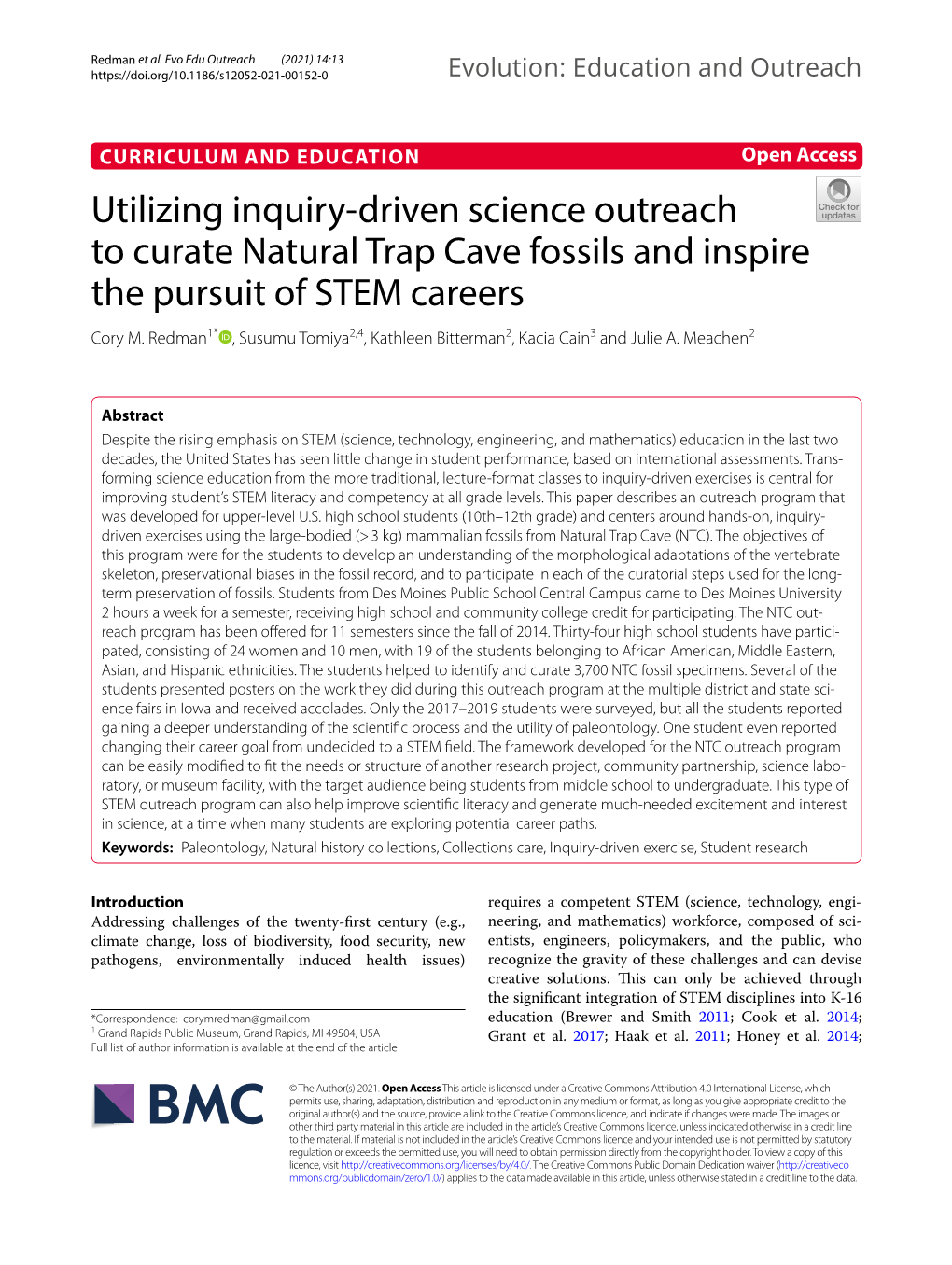 Utilizing Inquiry-Driven Science Outreach to Curate Natural Trap