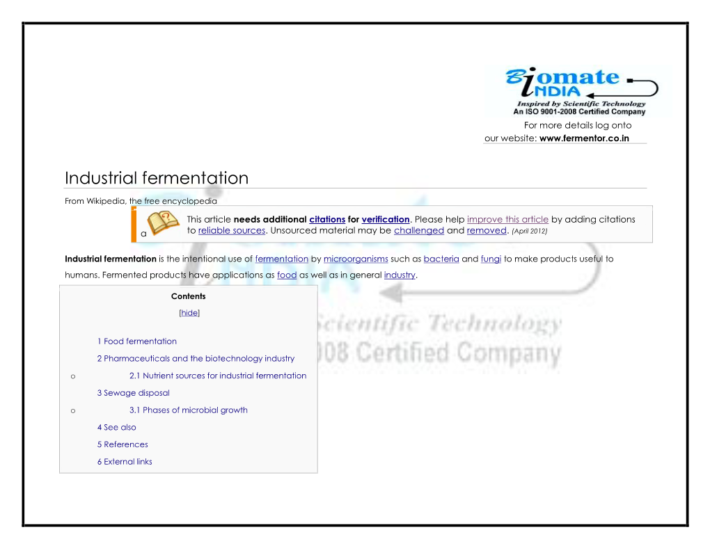 Industrial Fermentation