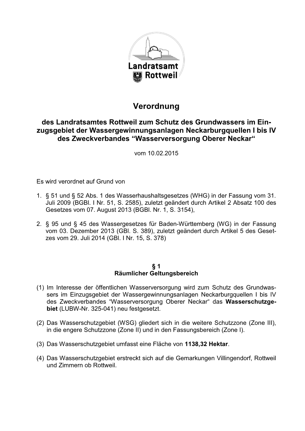 Verordnung Des Landratsamtes Rottweil