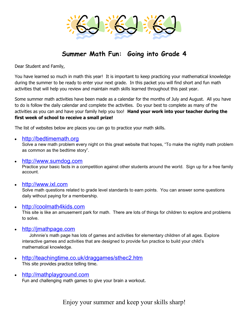 Summer Math Fun: Going Into Grade 4