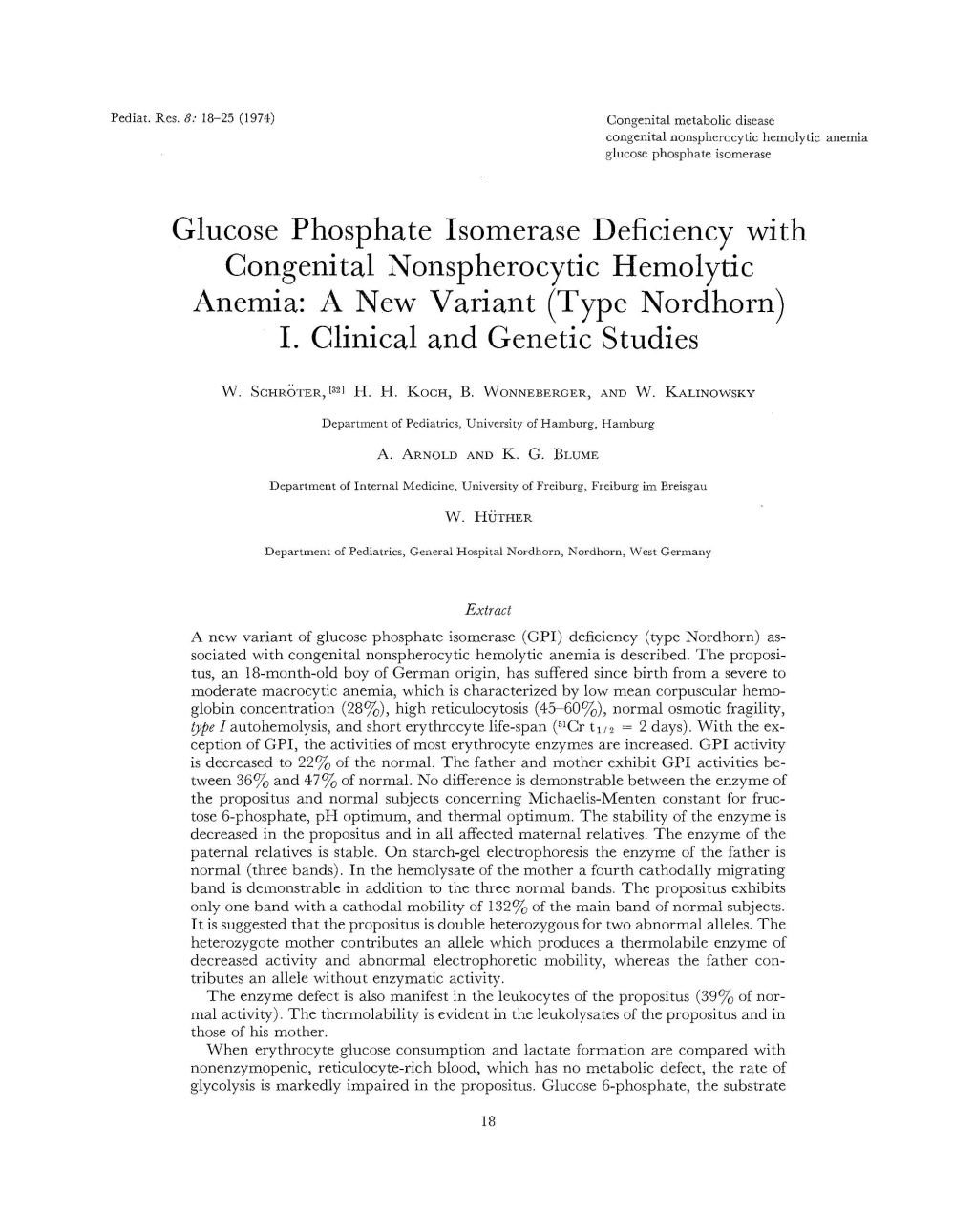 Glucose Phosphate Isomerase Deficiency with Congenital Nonspherocytic Hemolytic Anemia: a New Variant (Type Nordhorn) I