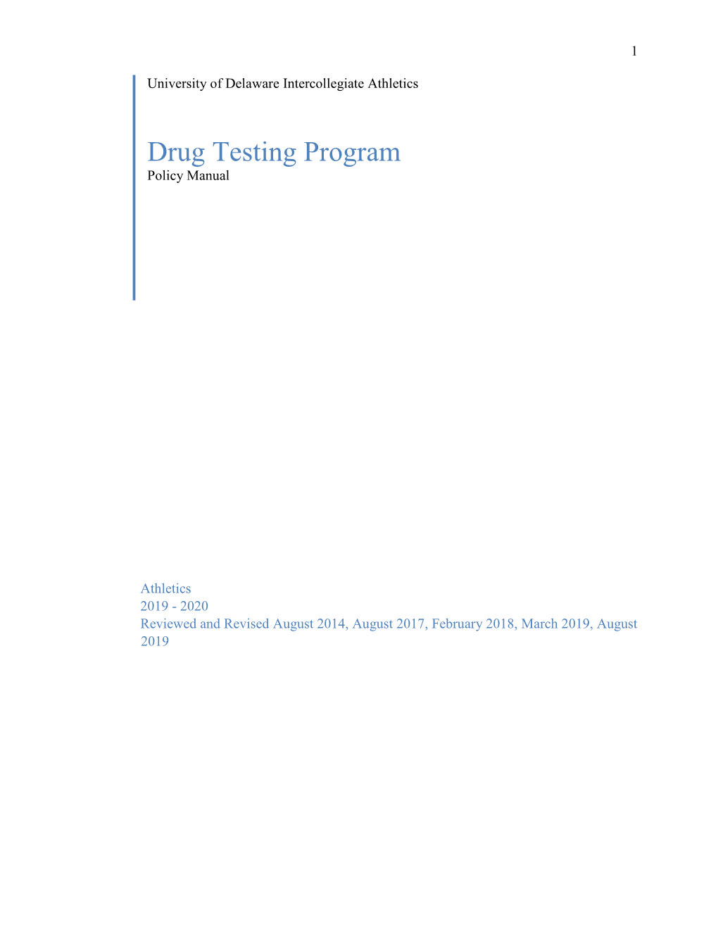 Drug Testing Program Policy Manual