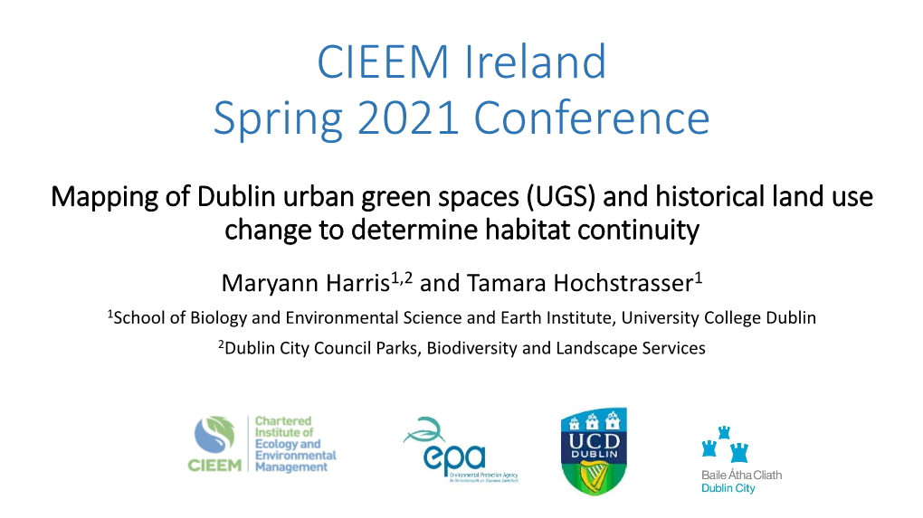 Mapping of Dublin Urban Green Spaces and Historical Land Use