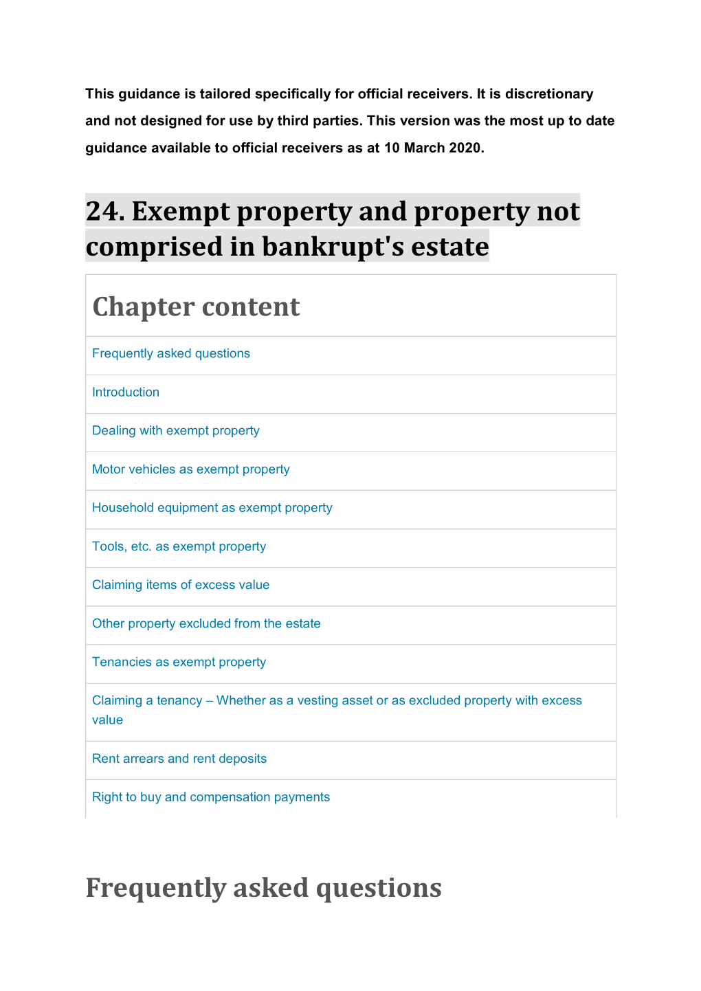 Tenancies As Exempt Property