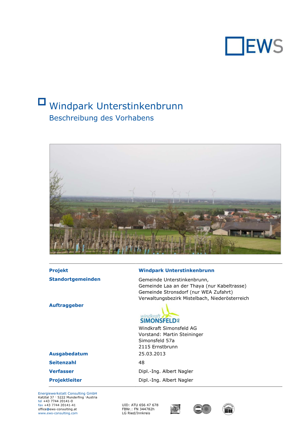 Windpark Unterstinkenbrunn Beschreibung Des Vorhabens