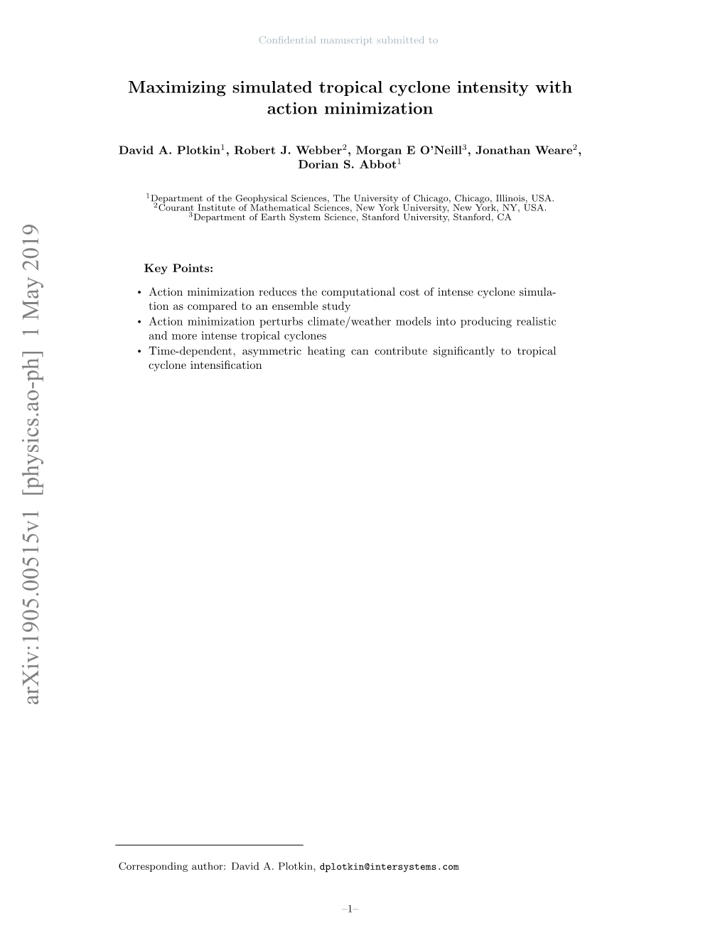 Arxiv:1905.00515V1 [Physics.Ao-Ph] 1 May 2019