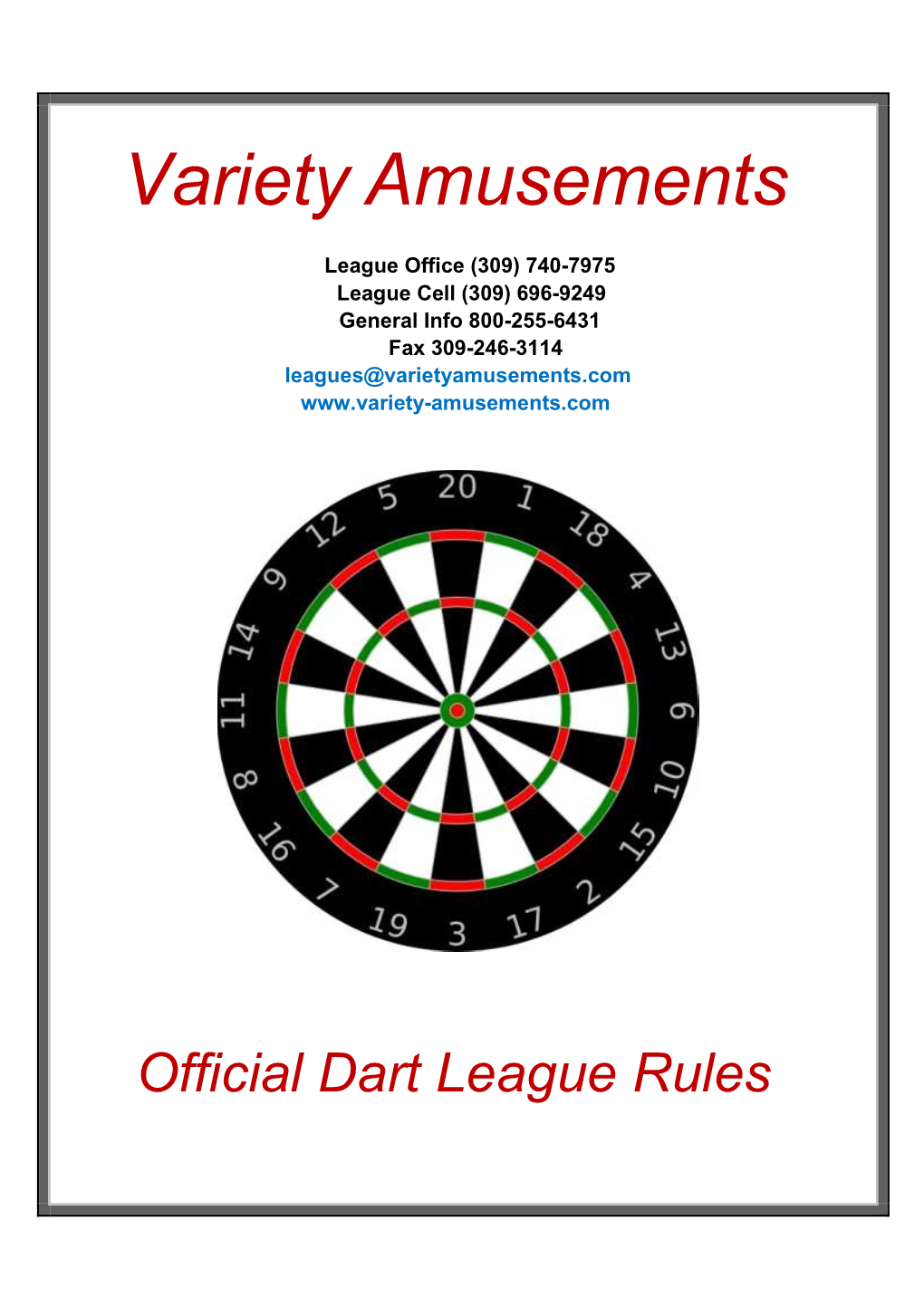 Official Dart League Rules A