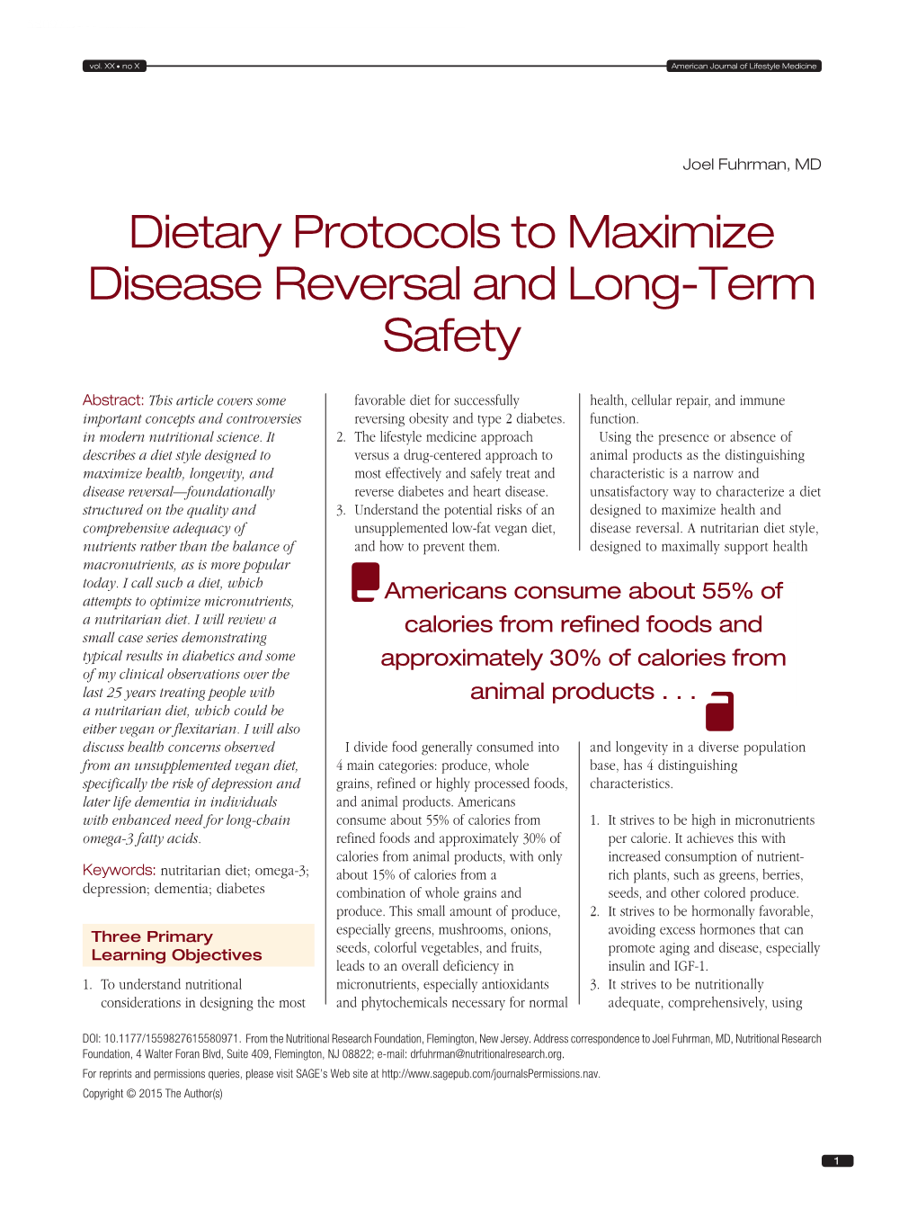 Dietary Protocols to Maximize Disease Reversal and Long-Term Safety