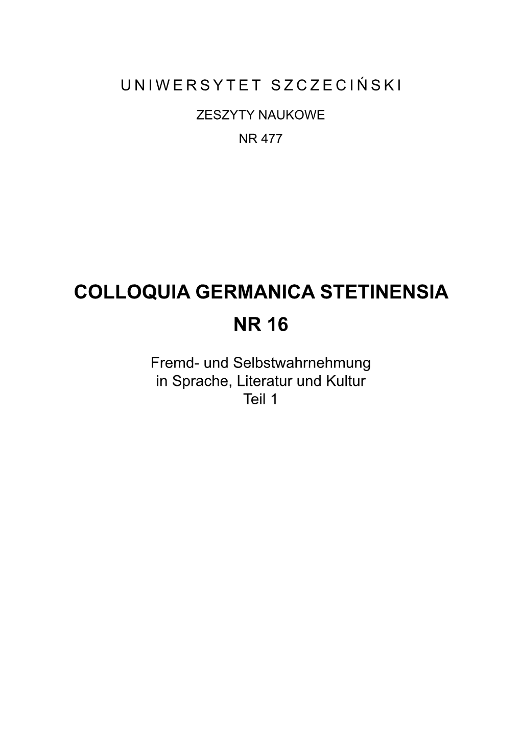 Colloquia Germanica Stetinensia Nr 16
