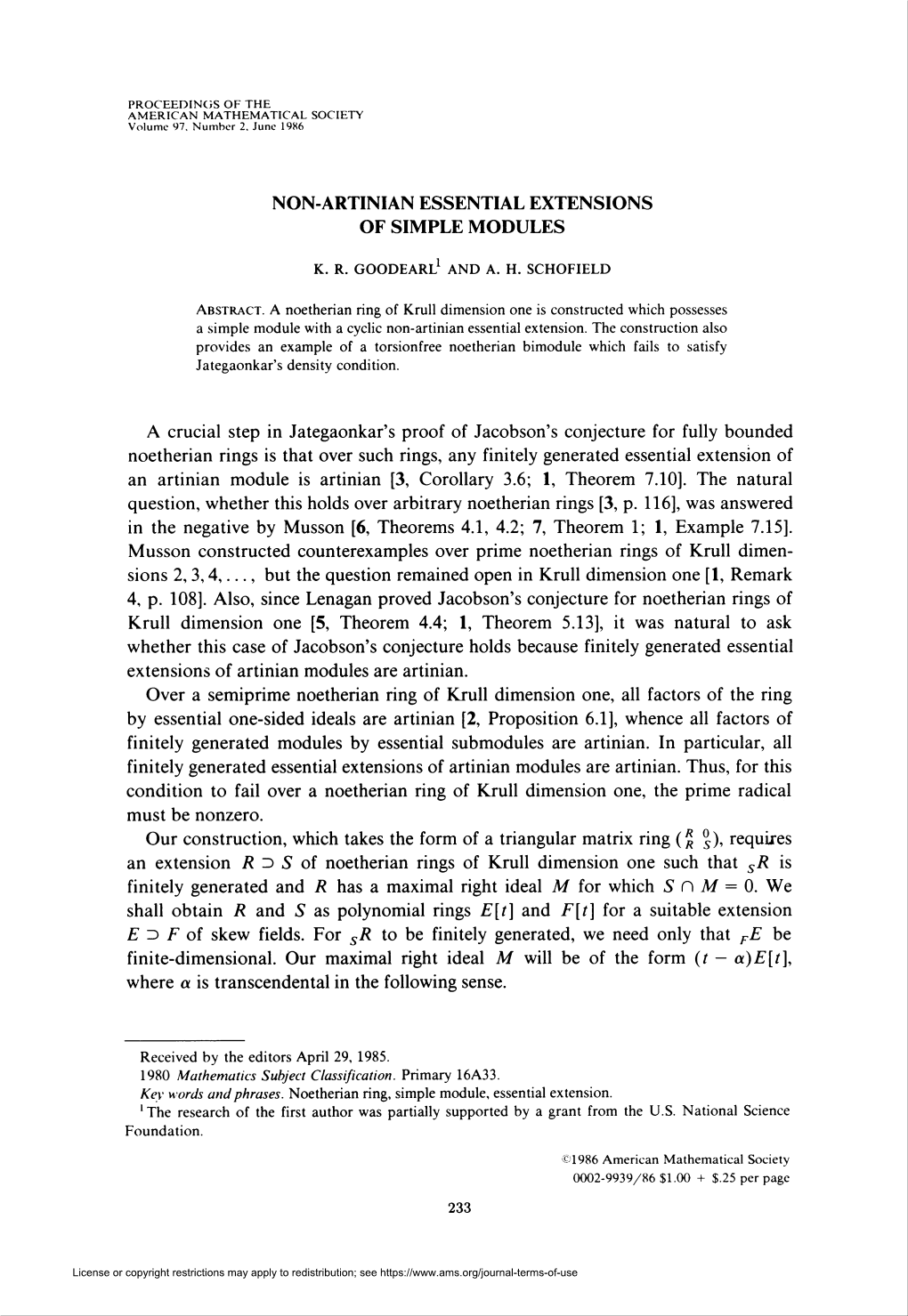 Non-Artinian Essential Extensions of Simple Modules