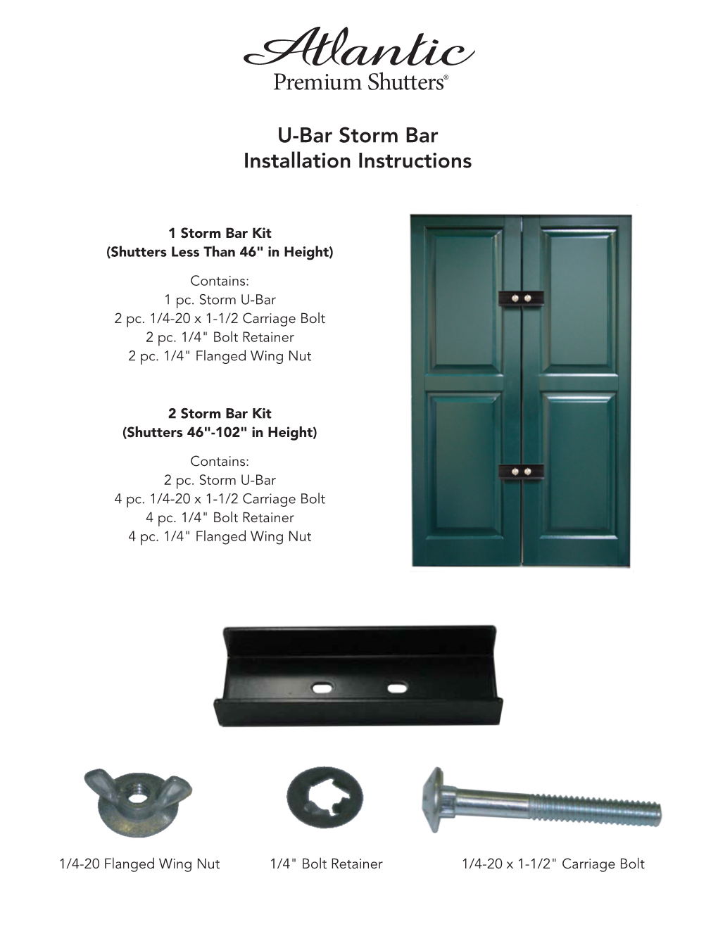 U-Bar Storm Bar Installation Instructions