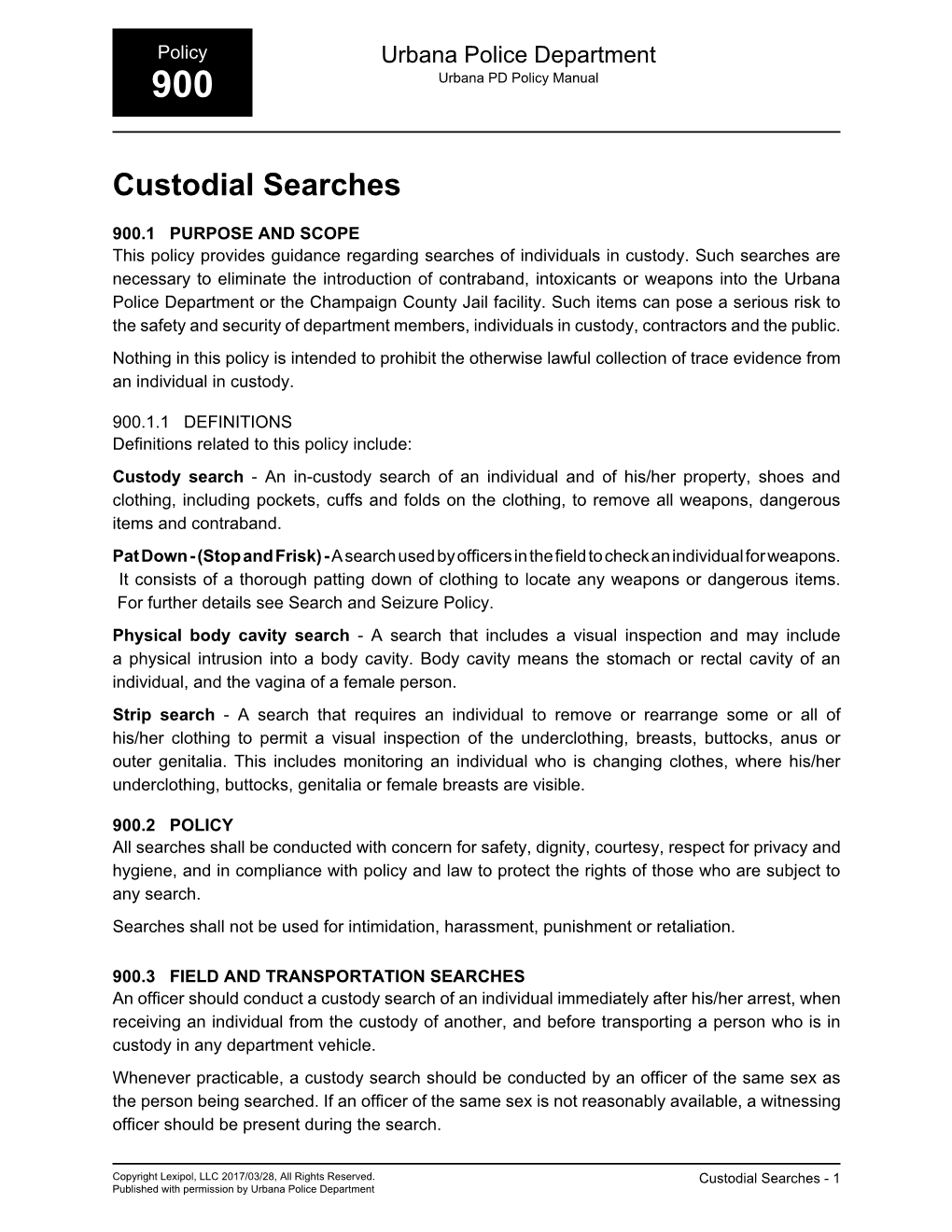 Custodial Searches