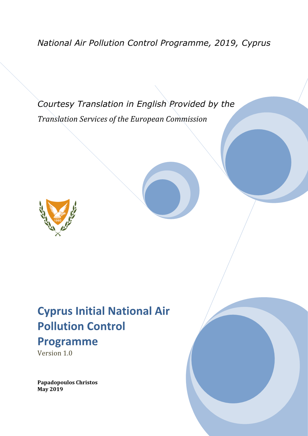 Cyprus Initial National Air Pollution Control Programme Version 1.0