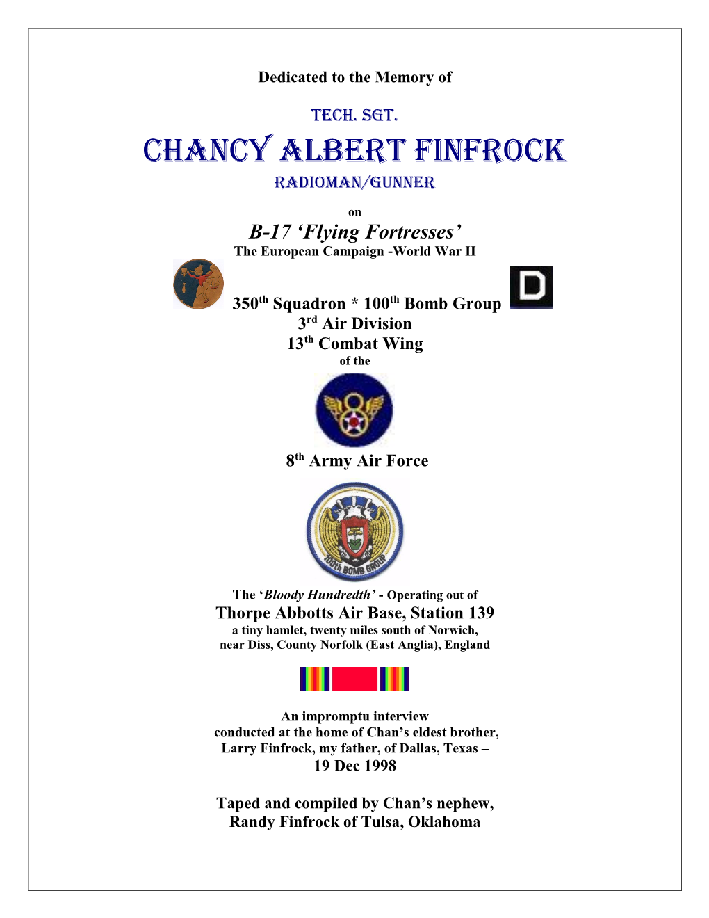 Interview with Chancy Albert Finfrock