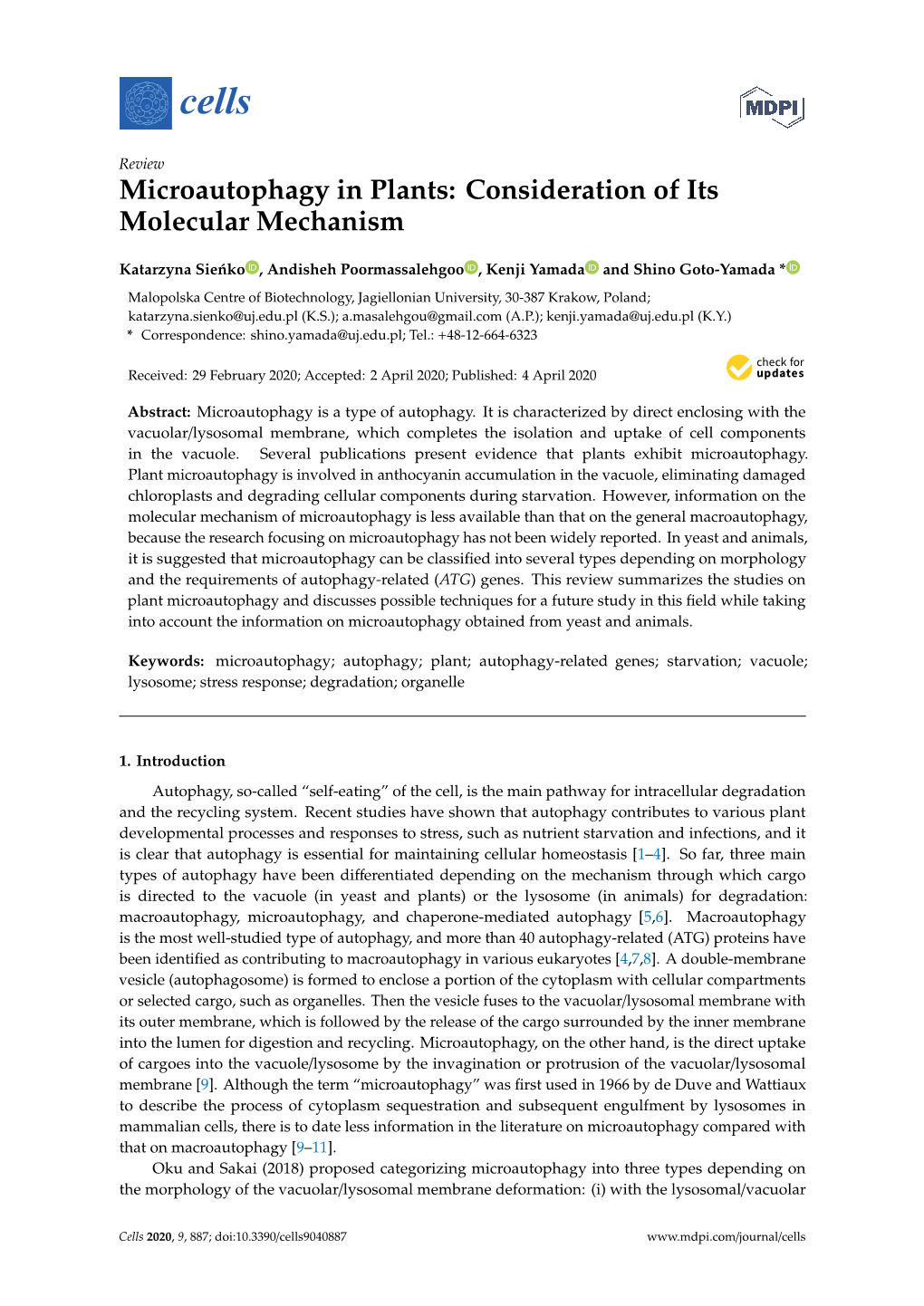 Microautophagy in Plants: Consideration of Its Molecular Mechanism