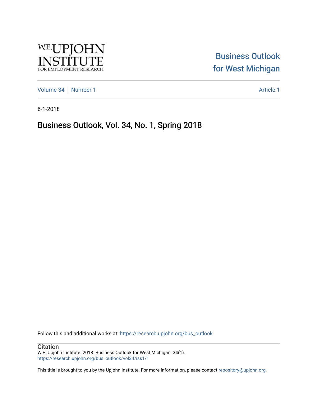 Business Outlook, Vol. 34, No. 1, Spring 2018