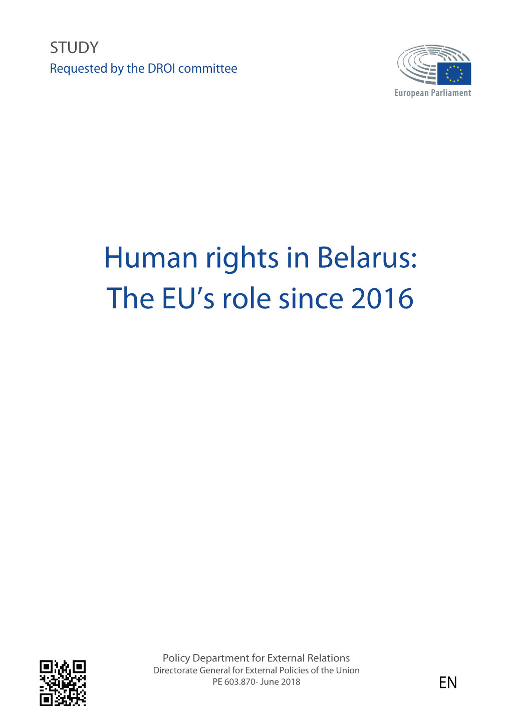 Human Rights in Belarus: the EU's Role Since 2016
