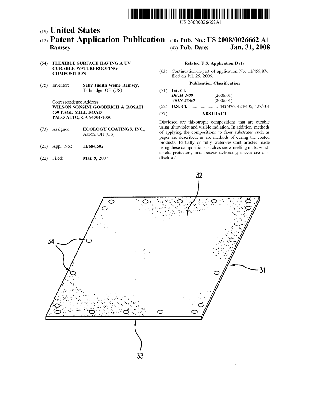 (12) Patent Application Publication (10) Pub. No.: US 2008/0026662 A1 Ramsey (43) Pub