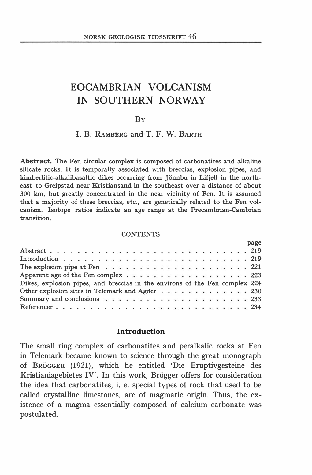 Eocambrian Volcanism in Southern Norway