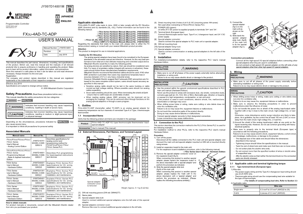 Fx3u-4Ad-Tc-Adp User's Manual