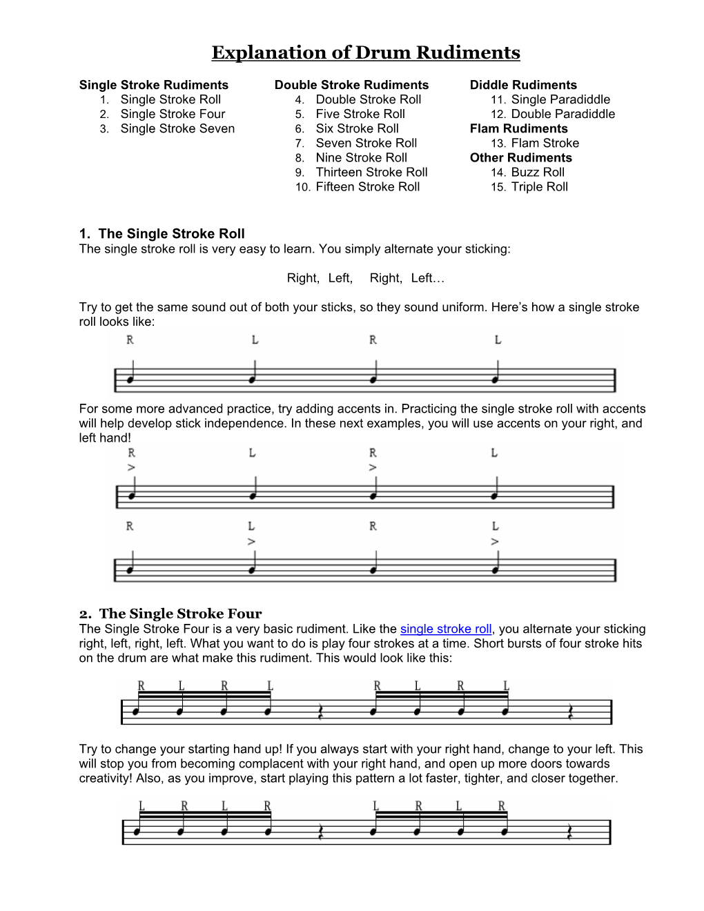 Explanation of Drum Rudiments