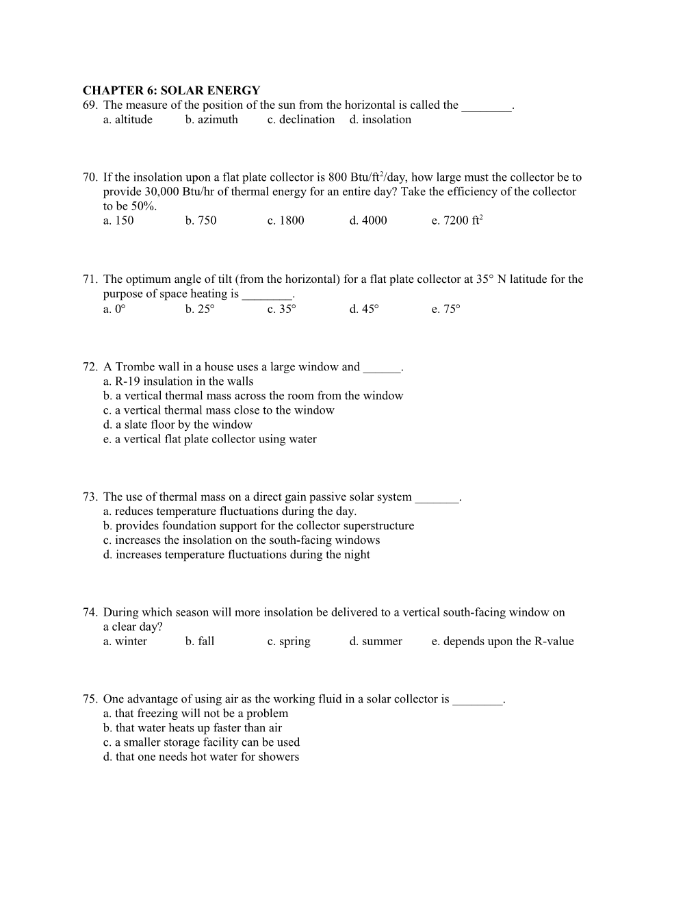 Chapter 6: Solar Energy