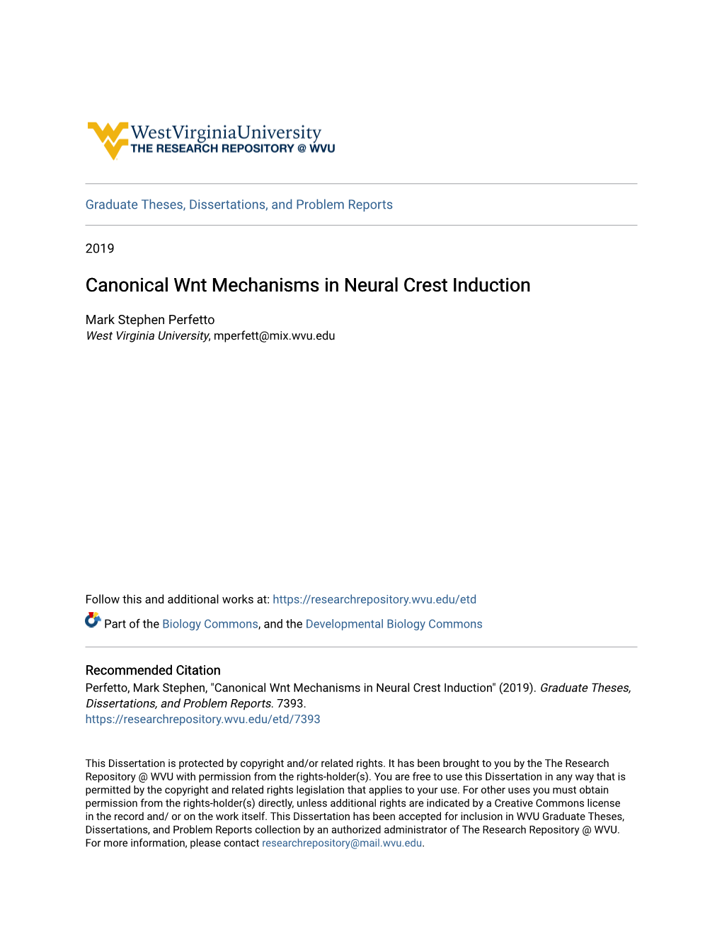 Canonical Wnt Mechanisms in Neural Crest Induction