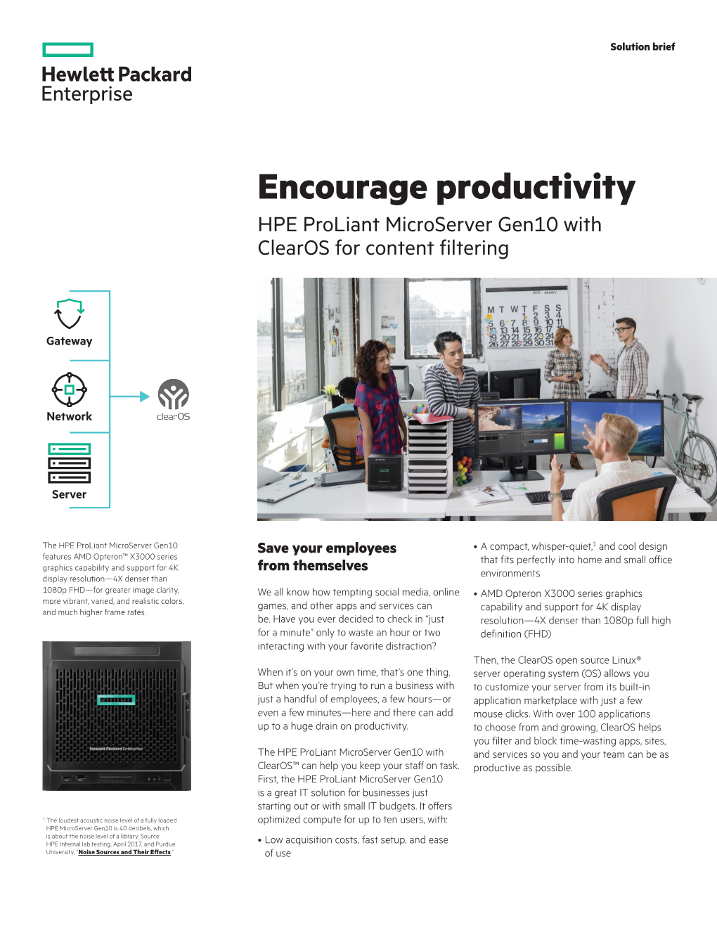 Encourage Productivity Through HPE Proliant Microserver Gen10 with Clearos for Content Filtering Solution Brief