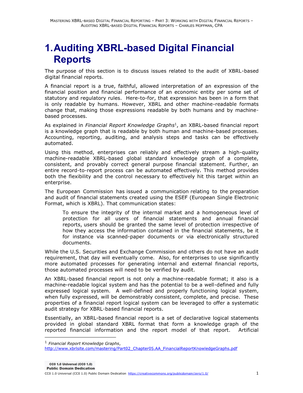 Auditing Xbrl-Based Digital Financial Reports – Charles Hoffman, Cpa