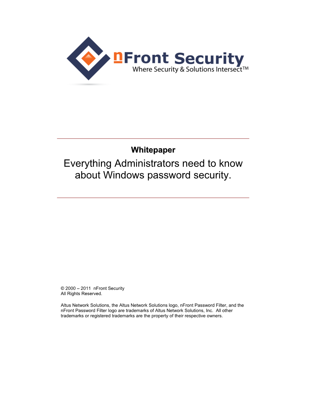 Whitepaper Everything Administrators Need to Know About Windows Password Security