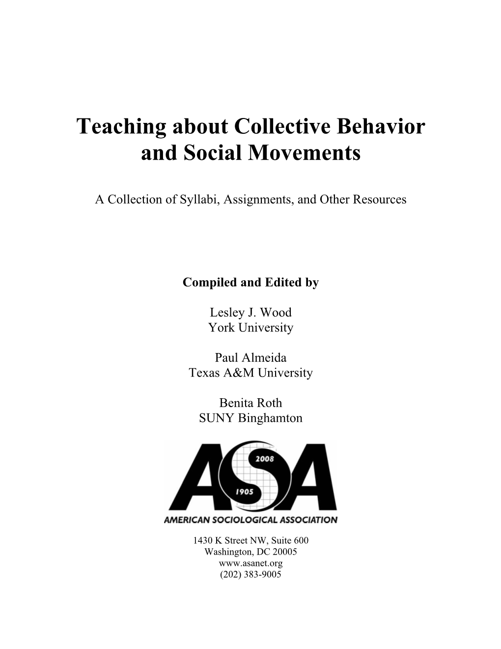 Teaching About Collective Behavior and Social Movements