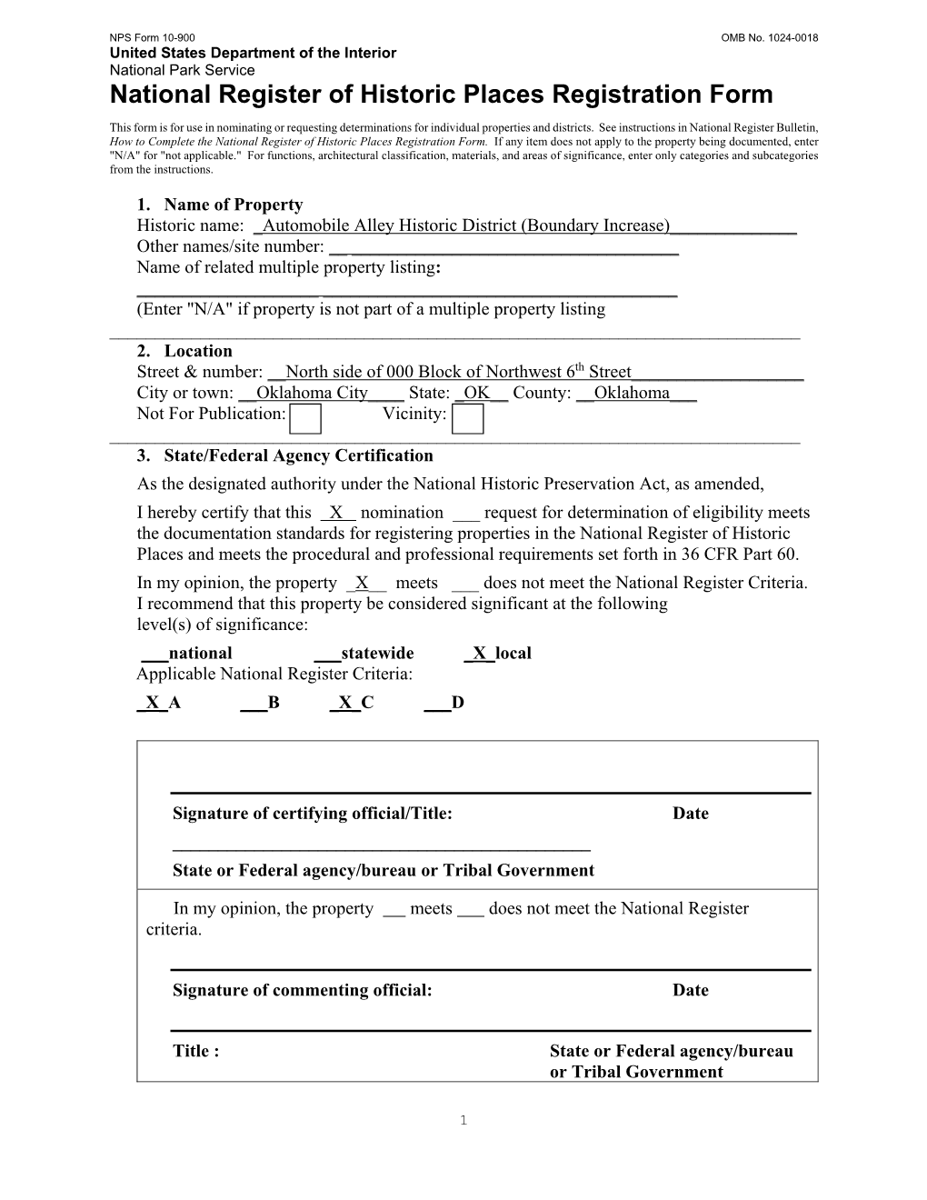 National Register of Historic Places Registration Form