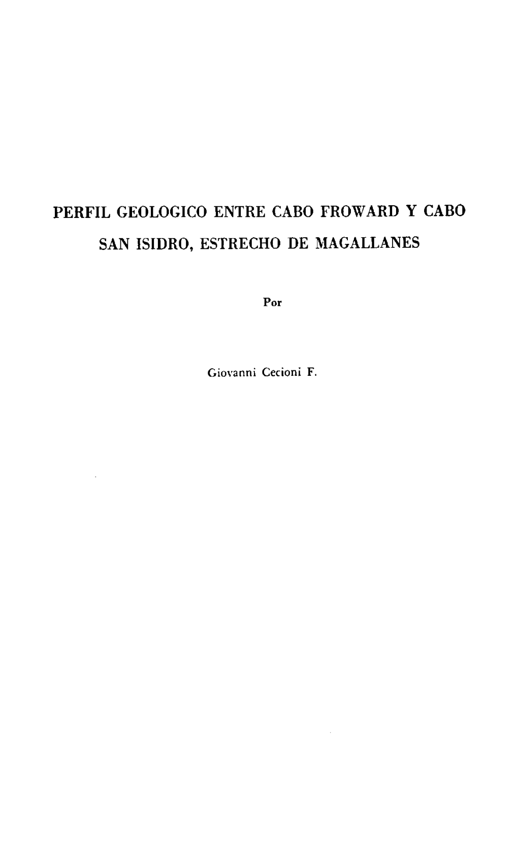 Perfil Geologico Entre Cabo Froward Y Cabo San Isidro, Estrecho De